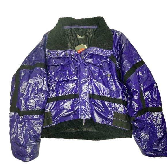 FINAL LAST CHANCE NWT FP Movement Vagabond Fleece Bomber Jacket royal purple s - Picture 10 of 16